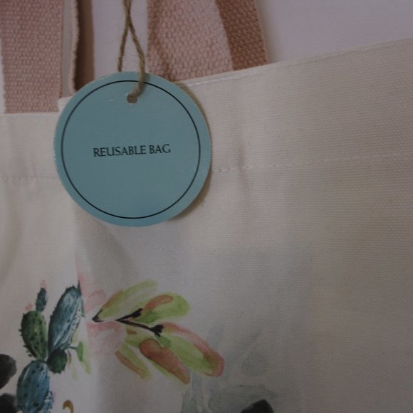 Cynthia Rowley Mom Canvas Large Tote Bag Floral Pink Purse Bag NWT - Picture 5 of 9